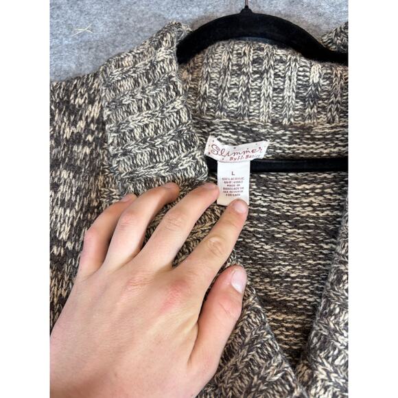 Glimmer By J.J. Basics Long Cardigan Womens L Marled Knit Shawl Asymmetric Coat - Picture 4 of 6